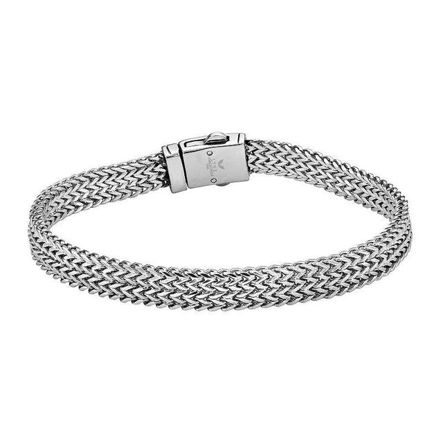 LYNX Mens Antiqued Stainless Steel Double Foxtail Chain Bracelet Grey Product Image