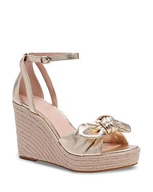 kate spade new york Tianna Metallic Leather Bow Platform Wedge Espadrille Sandals Product Image