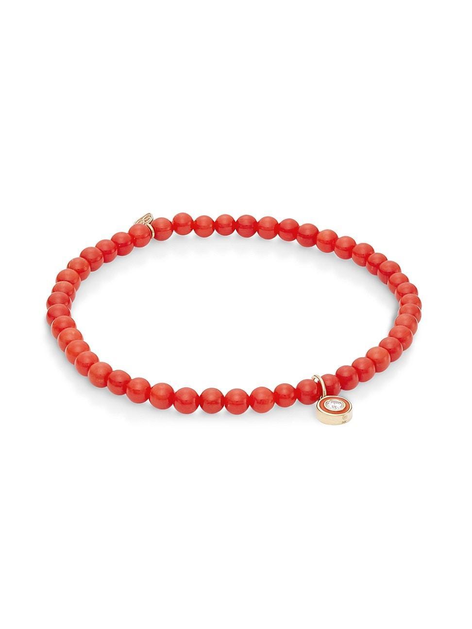 Womens Single Stone Enamel Coral Bracelet Product Image