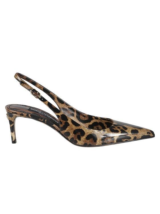 Leopard Print Leather Slingback Pumps In Brown Product Image