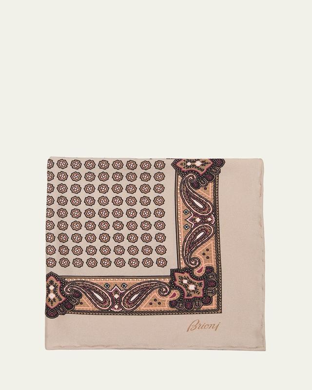 Mens Geometric-Paisley Silk Pocket Square Product Image