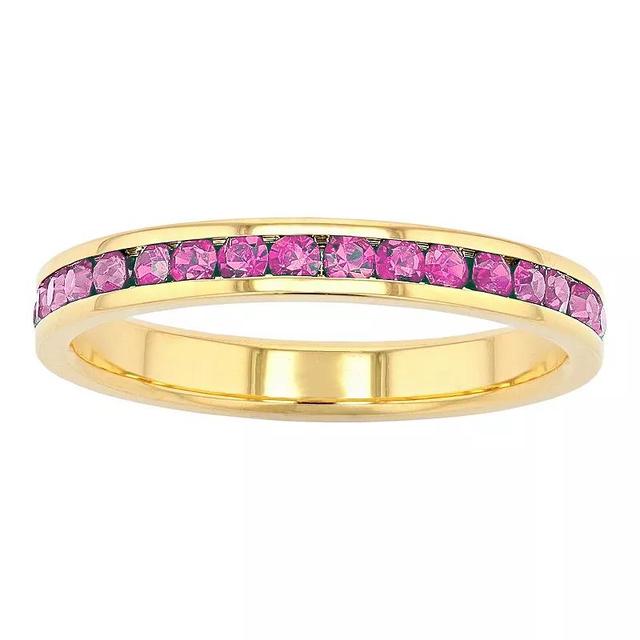 18k Gold Over Silver Birthstone Crystal Eternity Ring, Womens 18k Gold Plated Oct Product Image