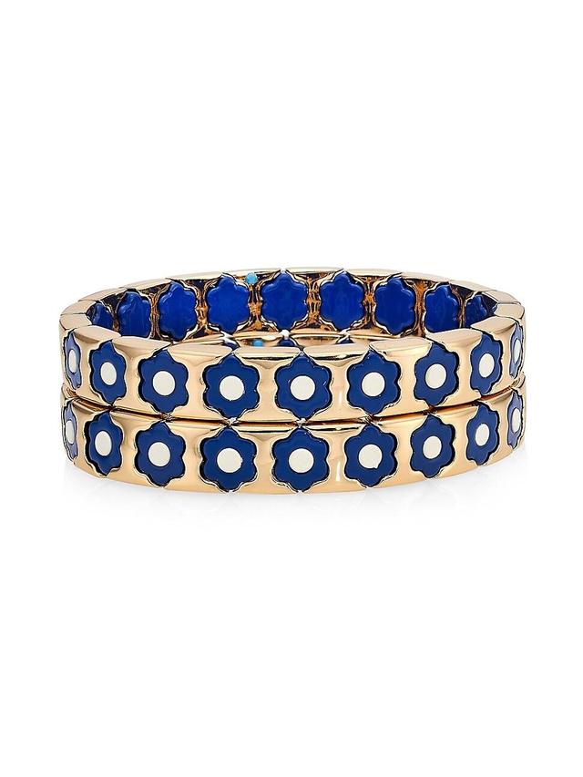 Womens Urban Florals 2-Piece Goldtone & Enamel Stretch Bracelet Set Product Image