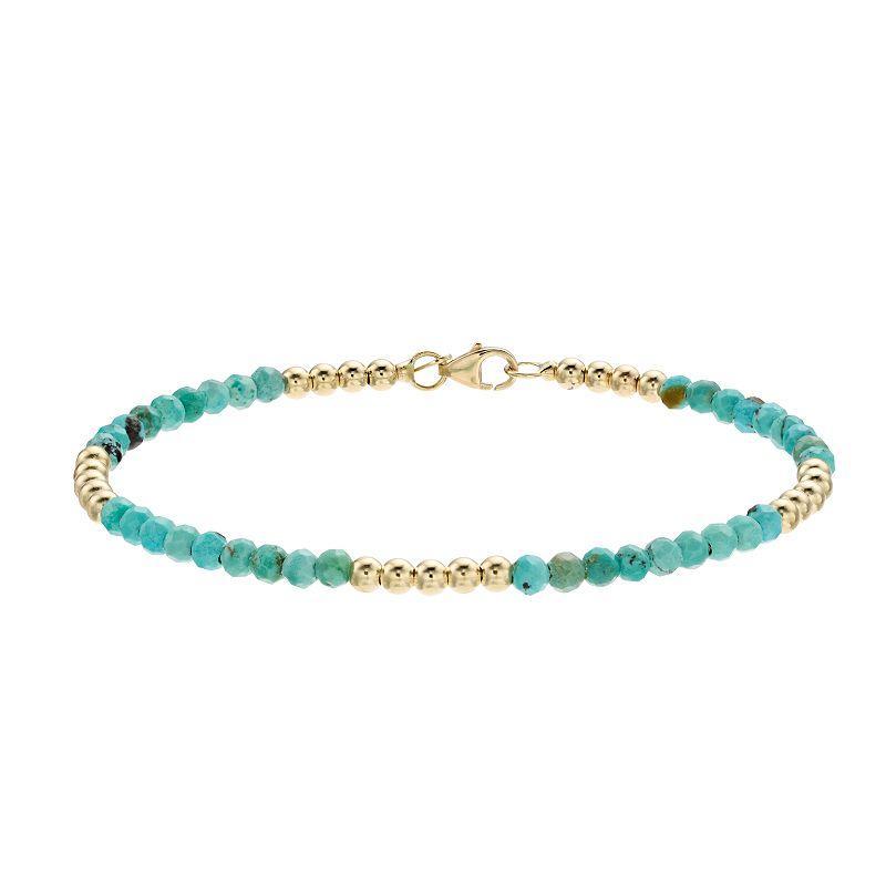 14k Gold Turquoise Beaded Bracelet, Womens Product Image