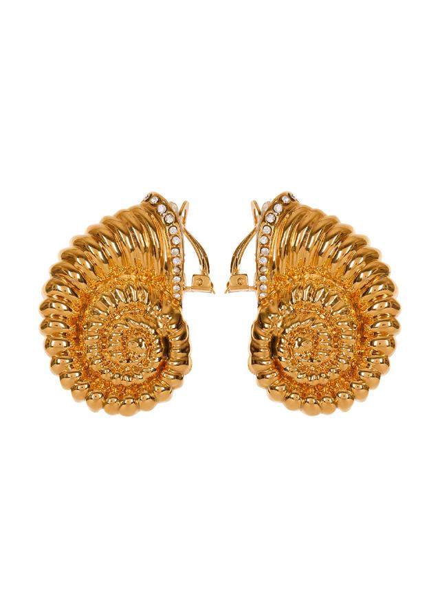 Snail brass and rhinestone earrings Product Image