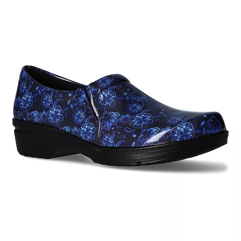 Easy Works by Easy Street Tiffany Womens Slip-Resistant Clogs Blue Henna Floral Product Image