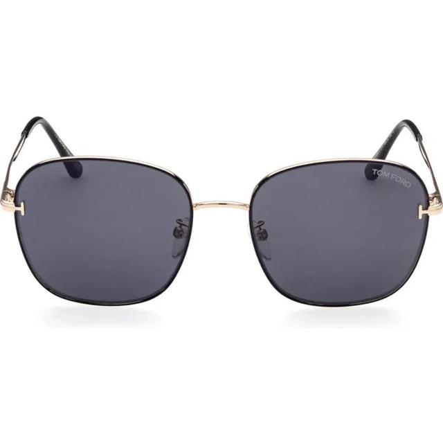 TOM FORD 59mm Round Sunglasses In Shiny Black/smoke Product Image