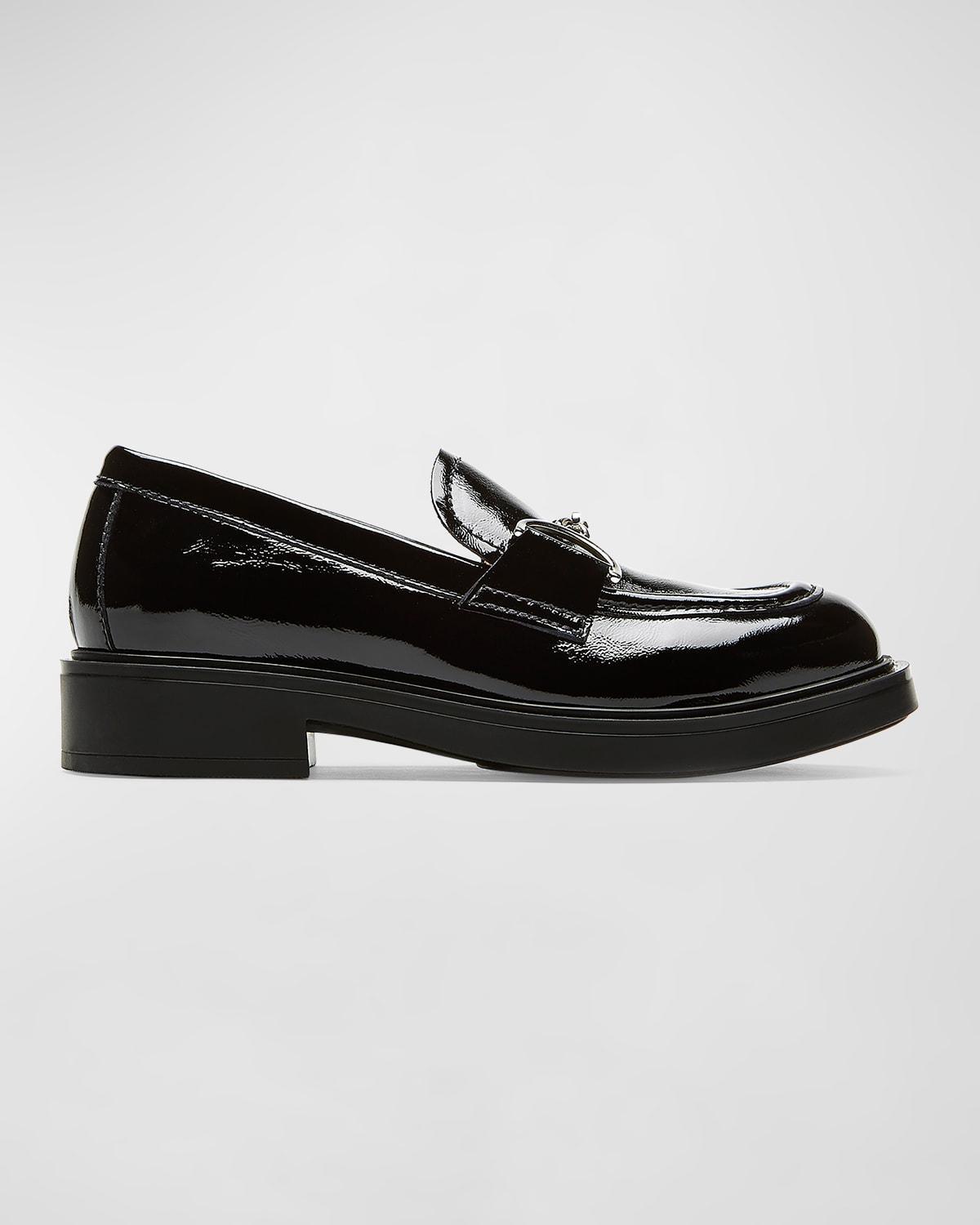 Womens Celine 35MM Horse-bit Patent Leather Loafers Product Image