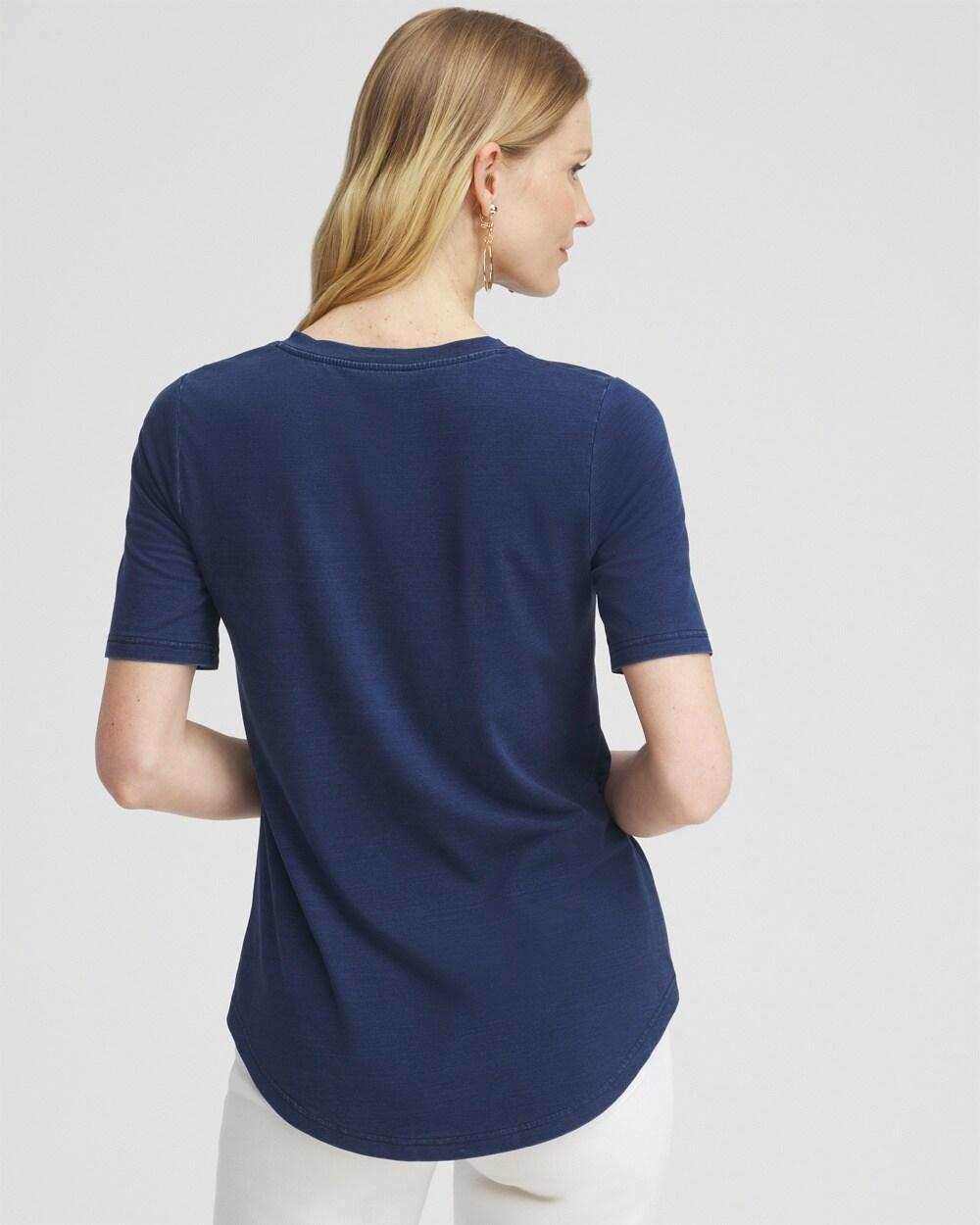 Faux Denim Notch Neck Tee Product Image