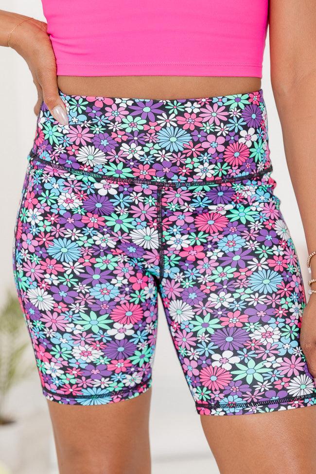 On The Bright Side Black Floral Biker Short FINAL SALE Product Image