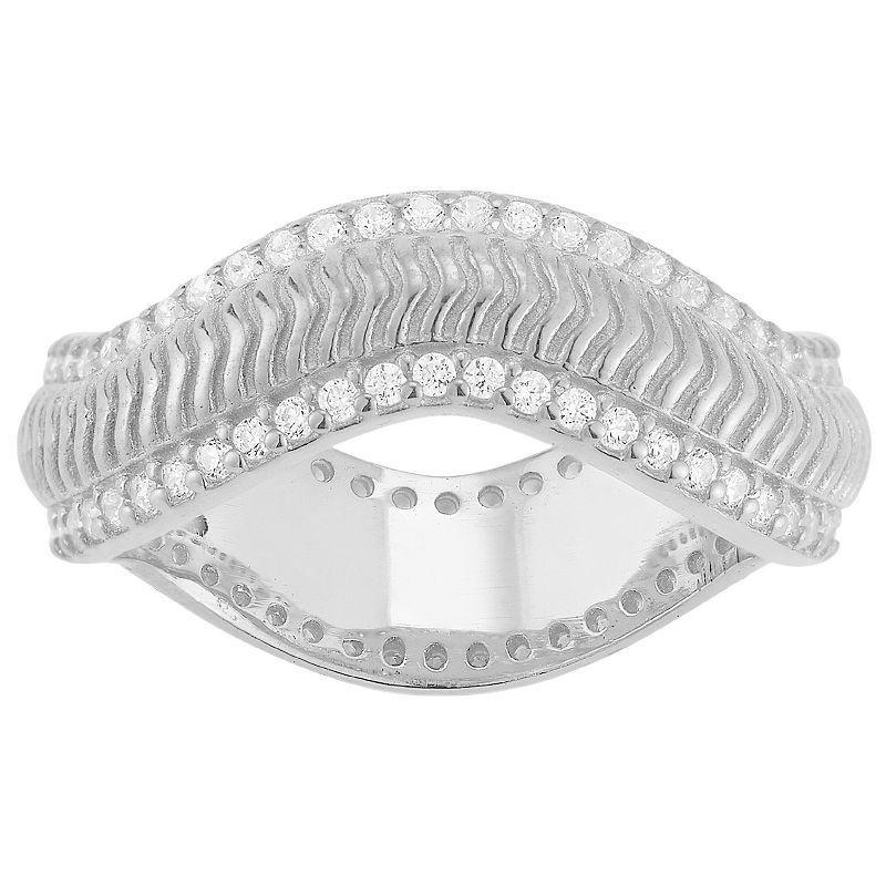 Sunkissed Sterling Cubic Zirconia Curved Ring, Womens White Product Image