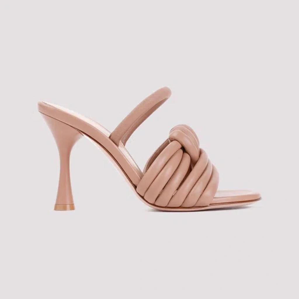 GIANVITO ROSSI Pink Leather Slip On Heels Product Image