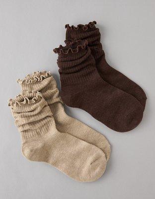 AE Ruffled Crew Socks 2-Pack Product Image