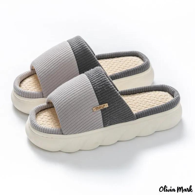 Olivia Mark – Slippers cute high-end thick bottom spring and autumn home couples four seasons Japanese Product Image