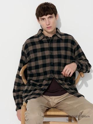 Mens Flannel Shirt Checked Dark Brown XS UNIQLO US Product Image