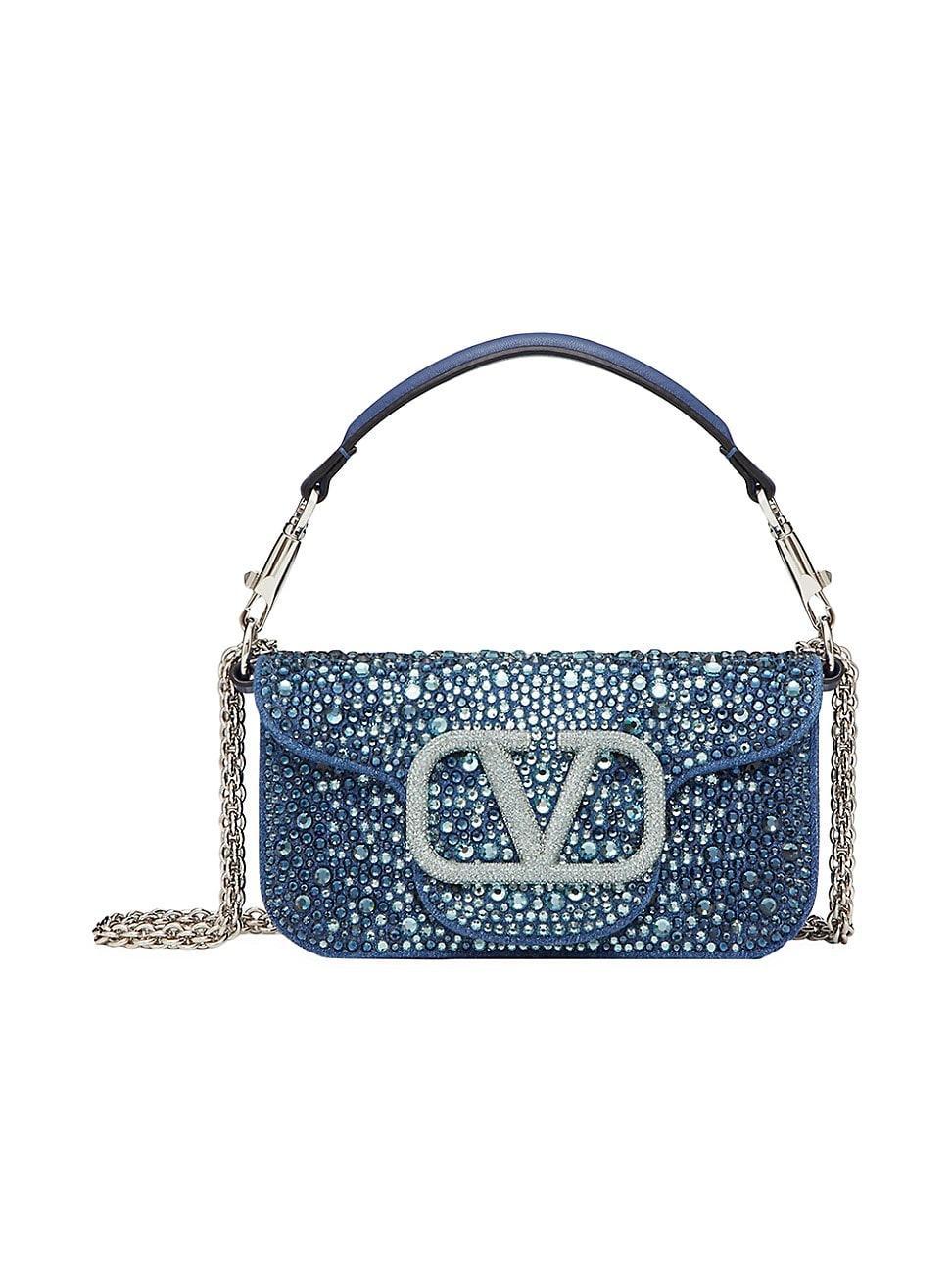 Womens Small Loc Denim Shoulder Bag With Rhinestones Product Image