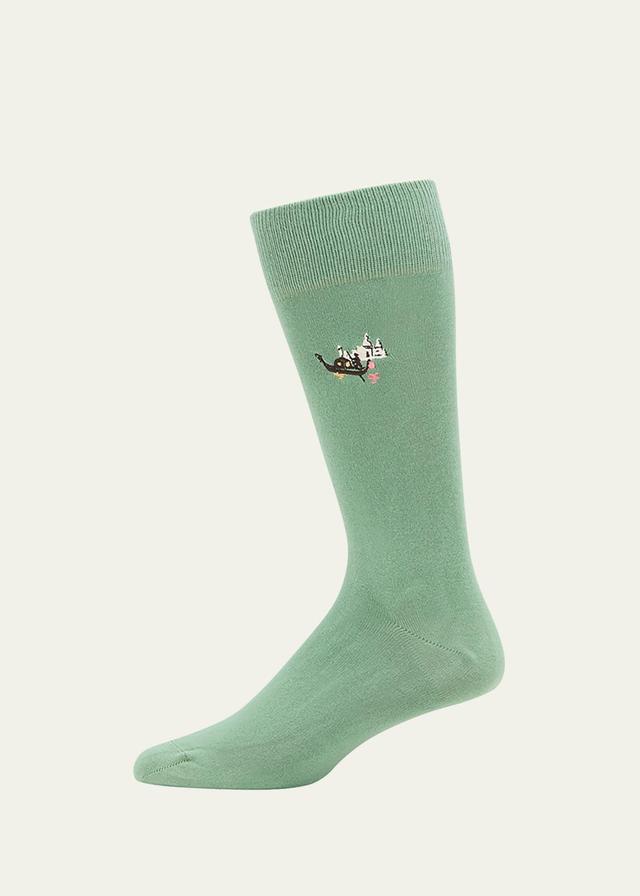 Mens Embroidered Gondola Crew Socks Product Image