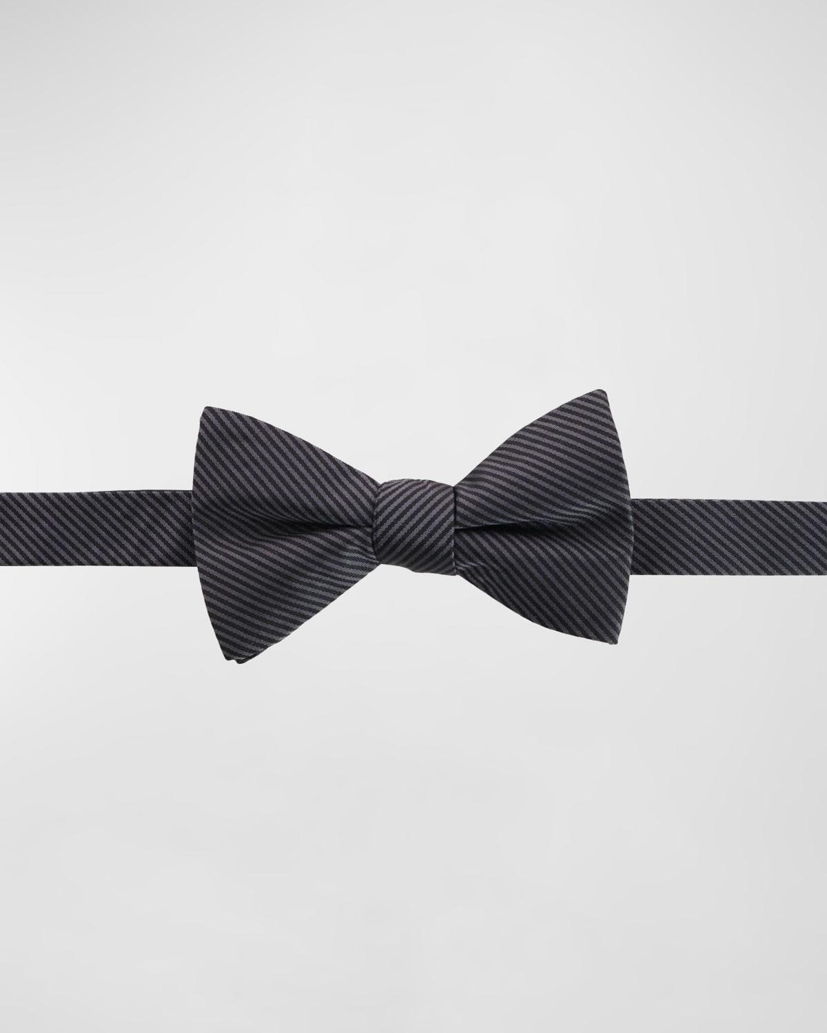 Trafalgar Mens Leyton Diagonal Lined Tone on Tone Silk Bow Tie Product Image