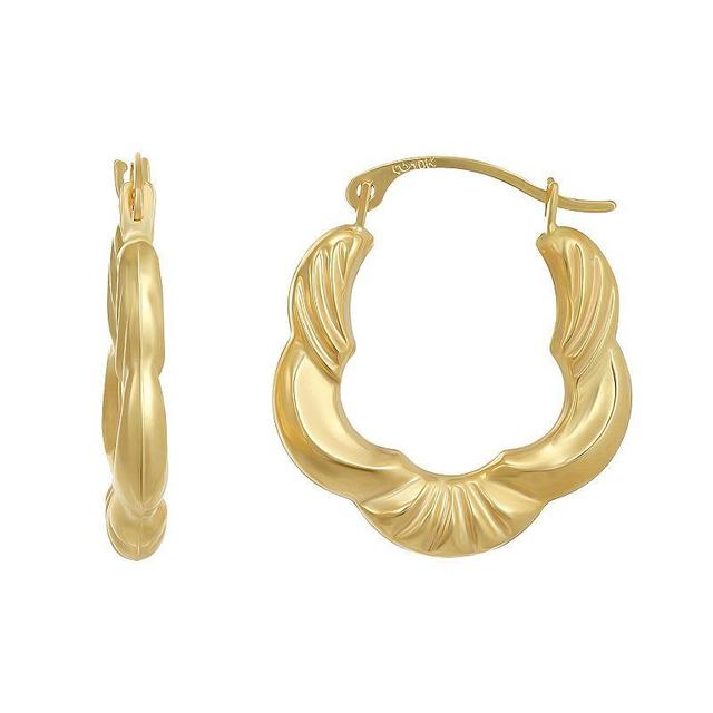 Taylor Grace 10k Gold Scallop Oval Hoop Earrings, Womens, Yellow Product Image