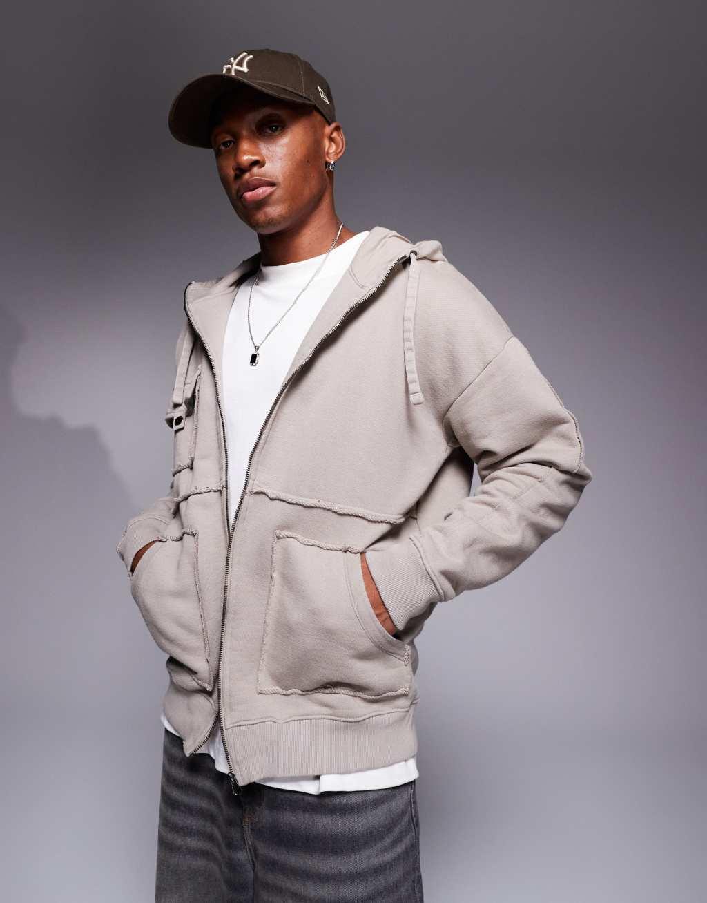 Liquor N Poker utility hoodie in mauve  Product Image