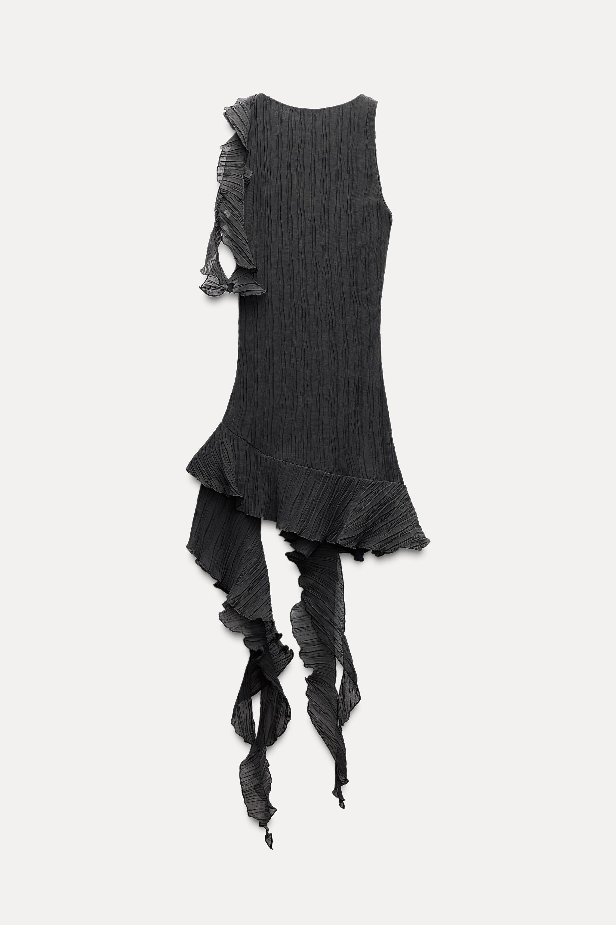 PLEATED RUFFLED DRESS Product Image