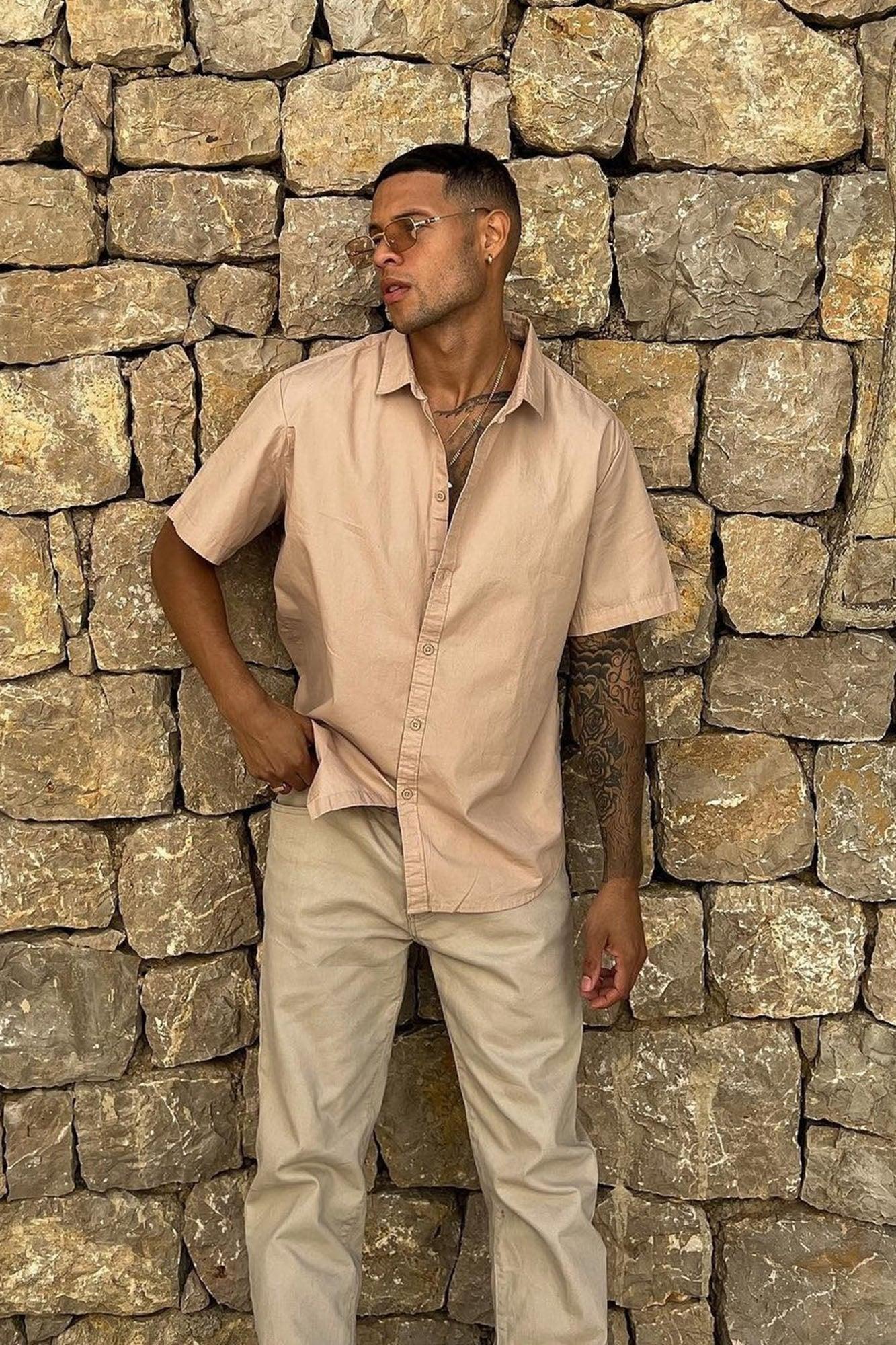 Ryland Short Sleeve Button Up Shirt - Sand Product Image