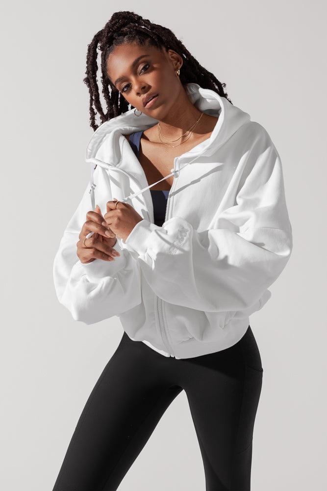 Zip Cloud Hoodie - White  Product Image