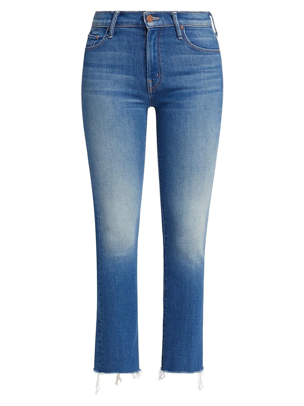 MOTHER The Insider Frayed High Waist Ankle Straight Leg Jeans Product Image