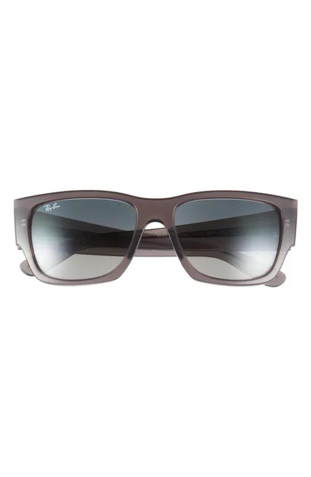 RAY BAN Carlos 56mm Polarized Rectangular Sunglasses In Grey Flash Product Image