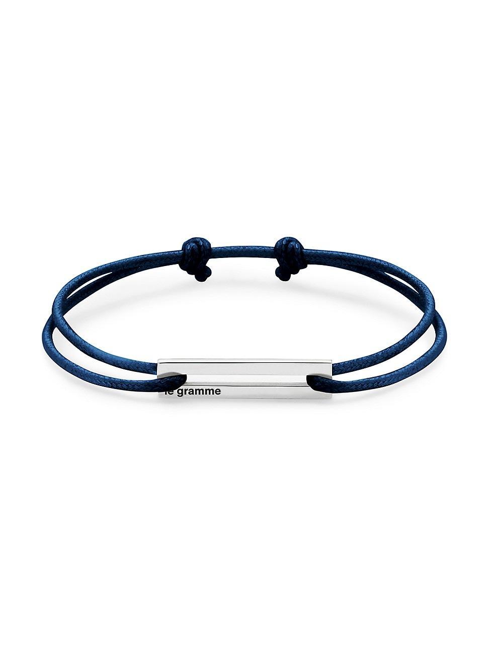 Mens Sterling Silver Navy Cord Bracelet Product Image