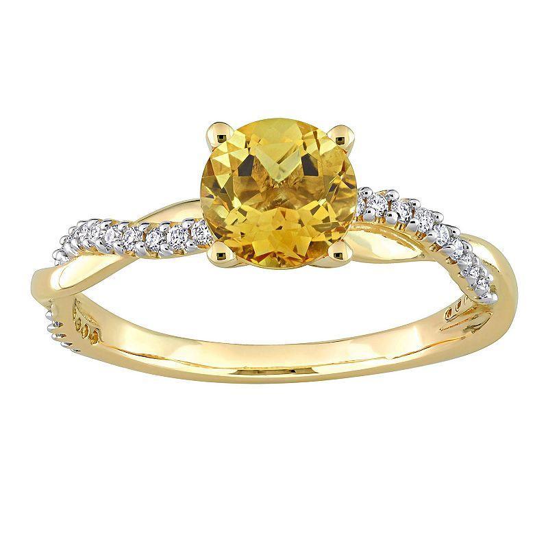 Stella Grace 14k Gold Citrine & 1/6 Carat T.W. Diamond Crossover Engagement Ring, Womens Product Image