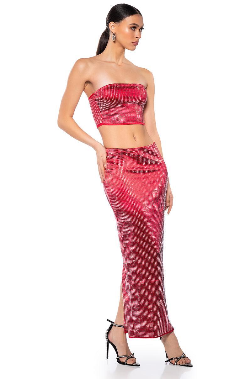 DECISION MAKER RHINESTONE TUBE TOP IN RED Product Image