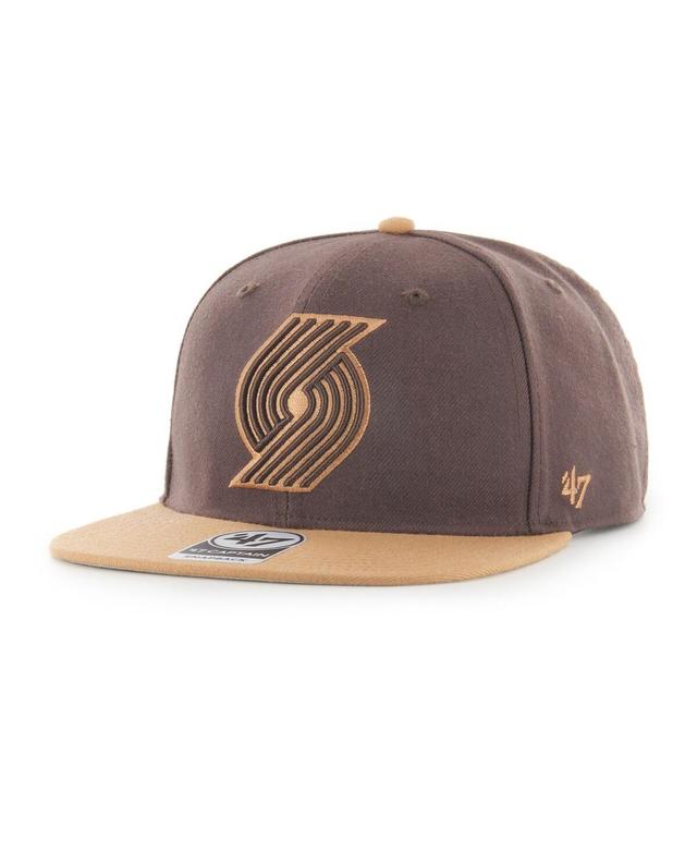 Mens 47 Brand Brown Portland Trail Blazers No Shot Two-Tone Captain Snapback Hat Product Image