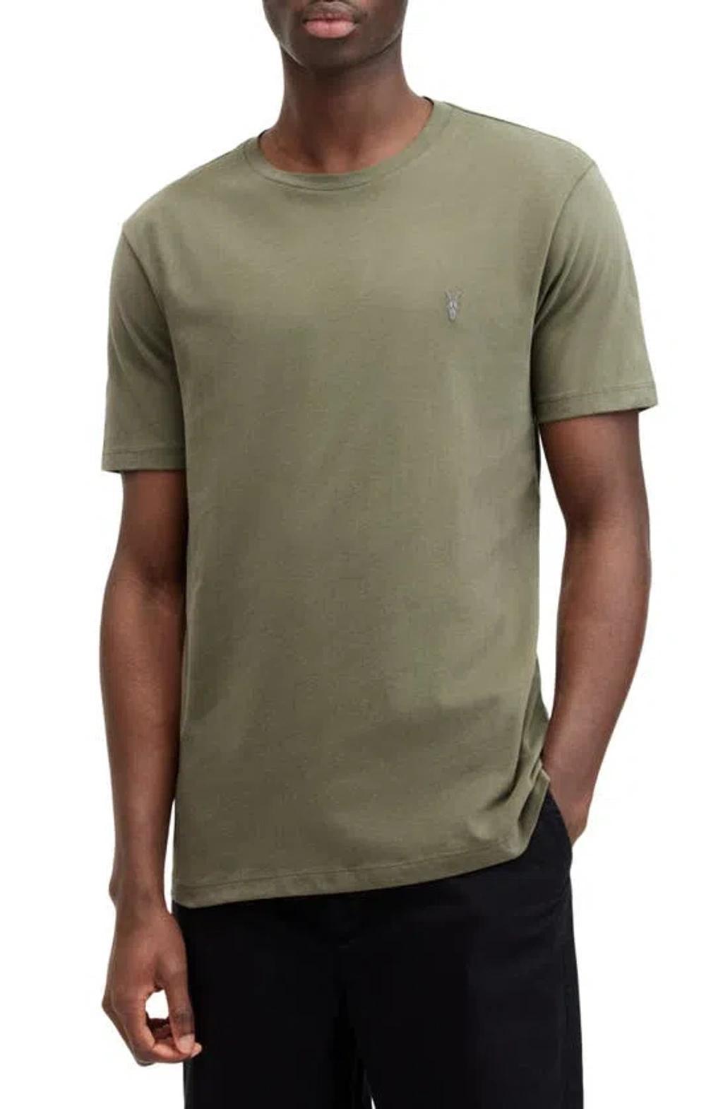 Brace Brushed Cotton Crew Neck T-shirt In Valley Green Product Image