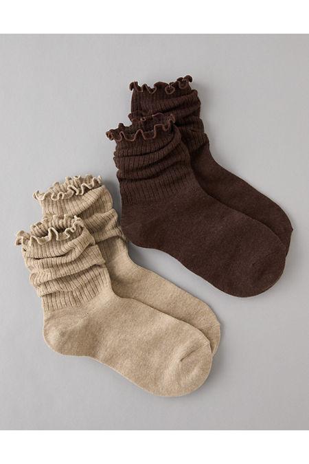 AE Ruffled Crew Socks 2-Pack Women's Product Image