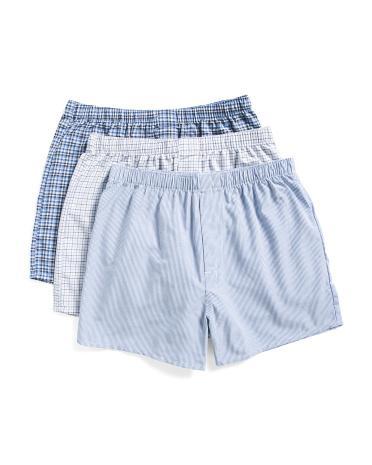 3pk Woven Boxers for Men | Polyester/Cotton Product Image