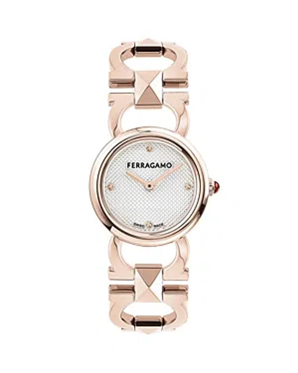 FERRAGAMO Double Gancini Stud Watch, 25mm In Rosegold Product Image