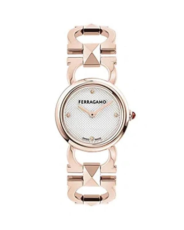 FERRAGAMO Double Gancini Stud Watch, 25mm In Rosegold Product Image