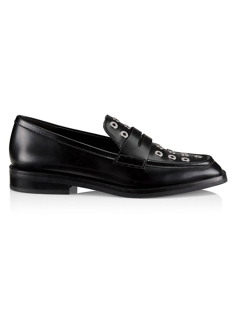 Womens Alexa Eyelet Leather Penny Loafers Product Image