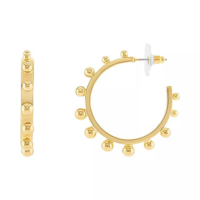 Emberly Polished Ball Station C Hoop Earrings, Womens, Yellow Product Image