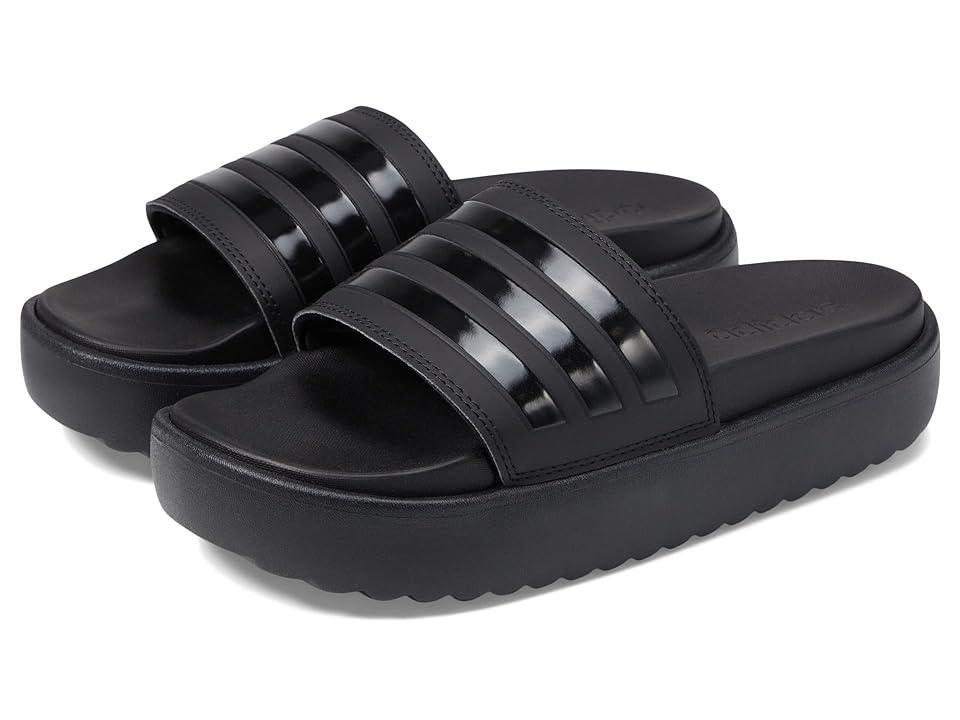 adidas Adilette Womens Platform Slides Black Product Image