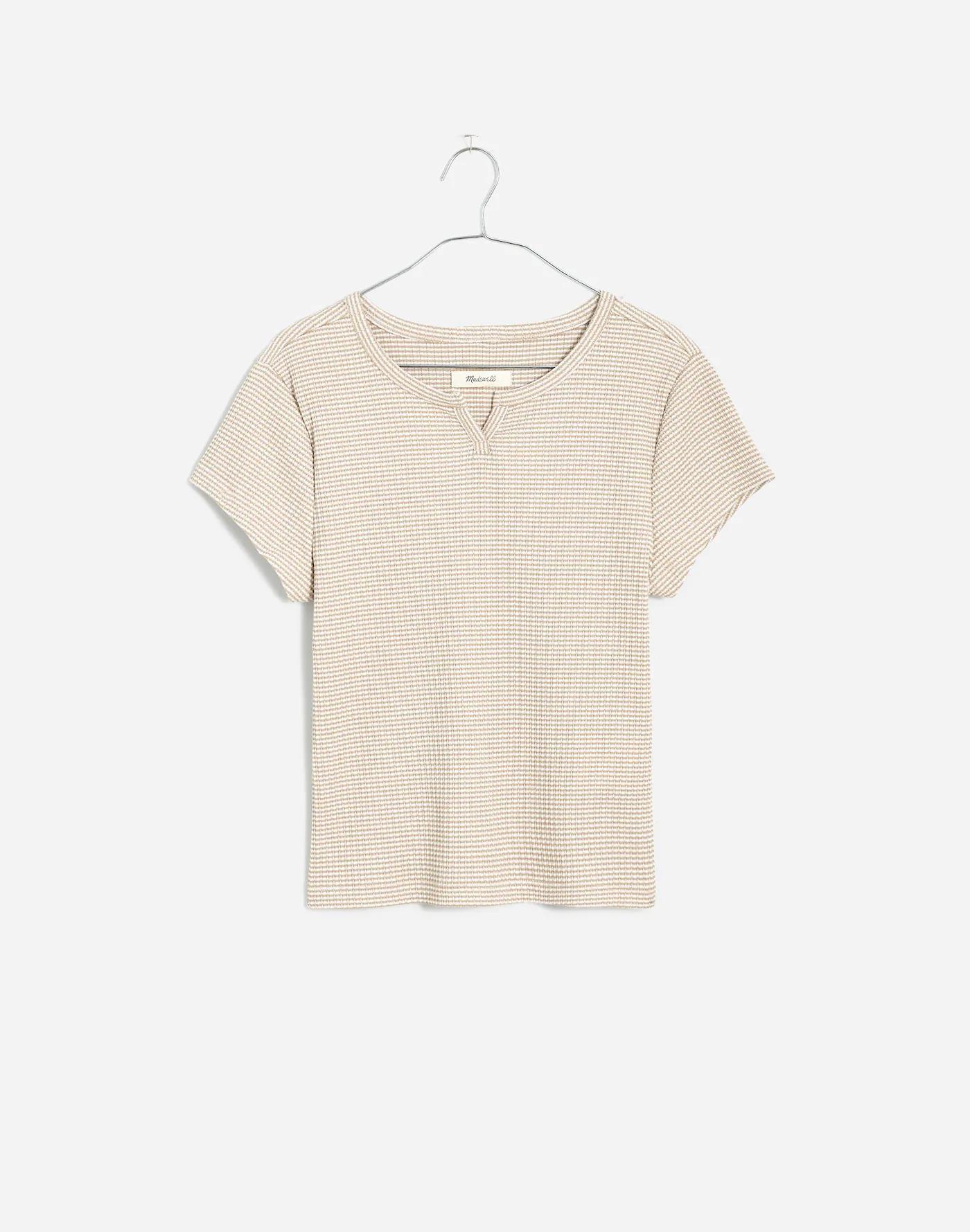 Ribbed Split-Neck Tee Product Image