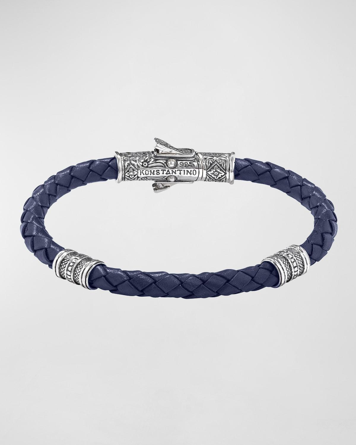 Womens Perseus Sterling Silver & Braided Leather Bracelet Product Image