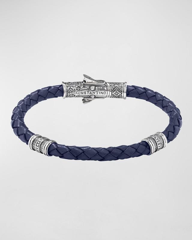 Womens Perseus Sterling Silver & Braided Leather Bracelet Product Image