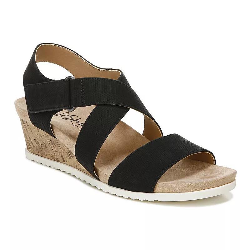 LifeStride Sincere Womens Strappy Wedge Sandals, Size: 9 Wide, Black Product Image