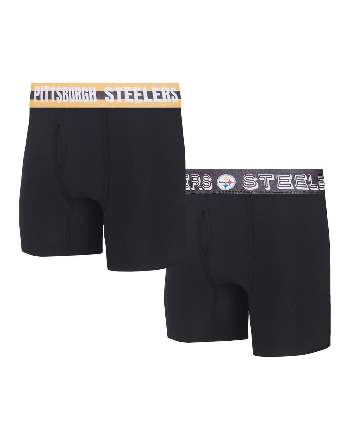 Mens Concepts Sport Pittsburgh Steelers Gauge Knit Boxer Brief Two-Pack - Black Product Image