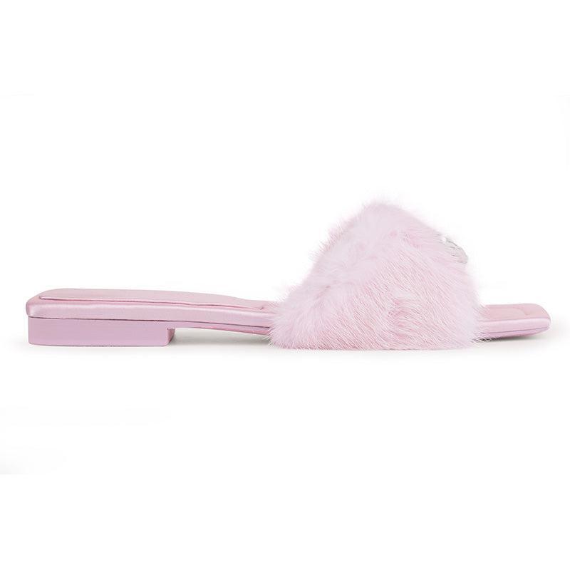 Chantal Fur Sandals (Pink) (Final Sale) Product Image