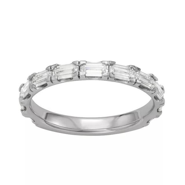 Moissanite Outlet Sterling Silver 1 1/10 Carat T.W. Emerald Cut Lab-Created Moissanite Anniversary Band, Womens Product Image