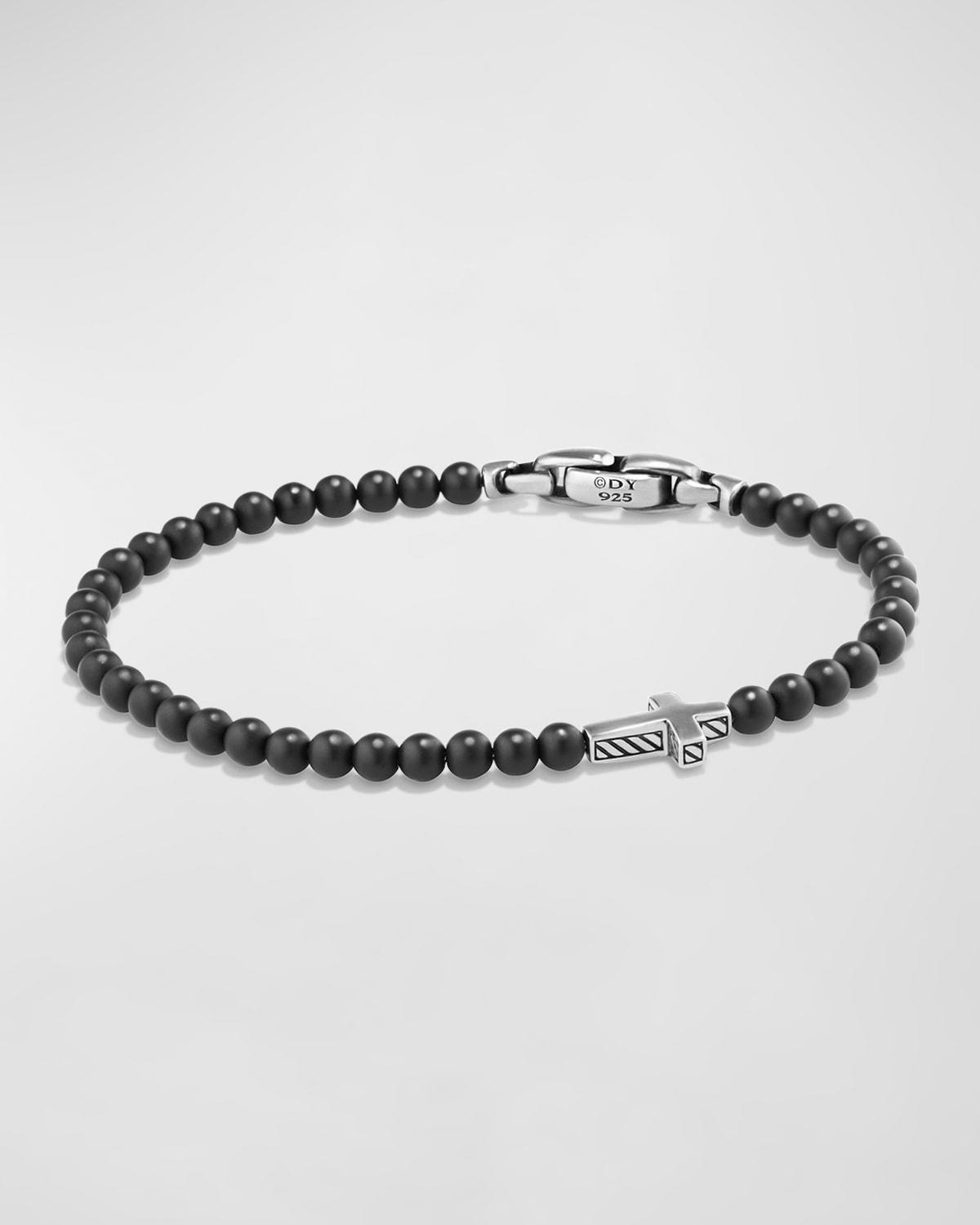 Mens Spiritual Beads Cross Station Bracelet Product Image