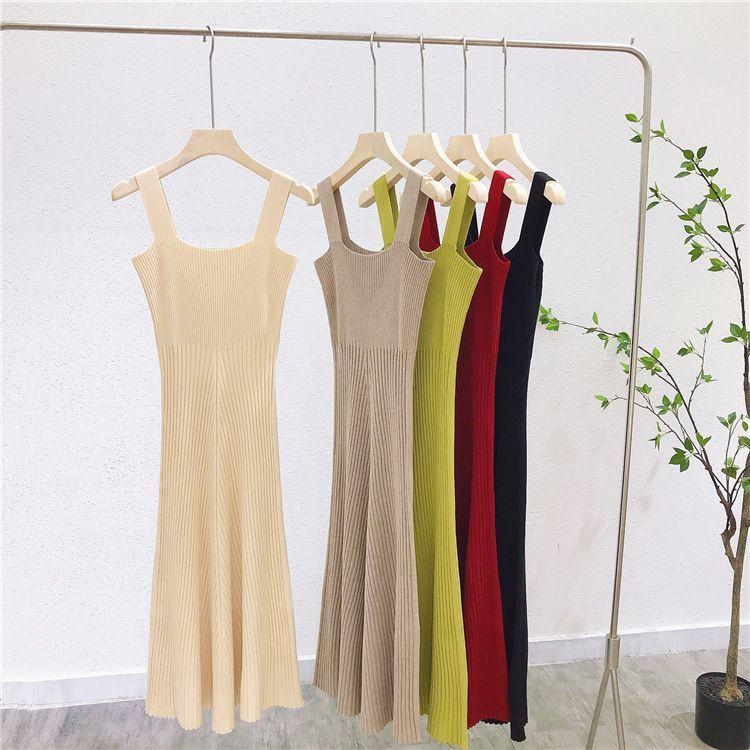 Sleeveless Square Neck Knit Midi Dress Product Image